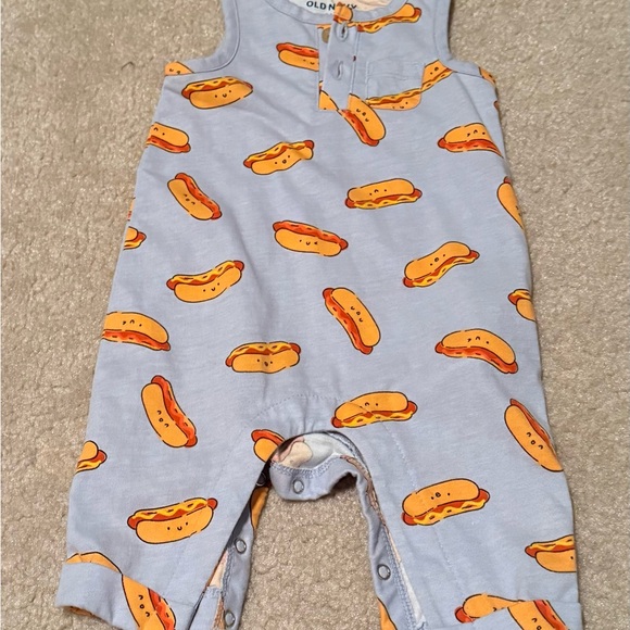 Old Navy Light Blue Hot Dog Print Bodysuit - Picture 1 of 2